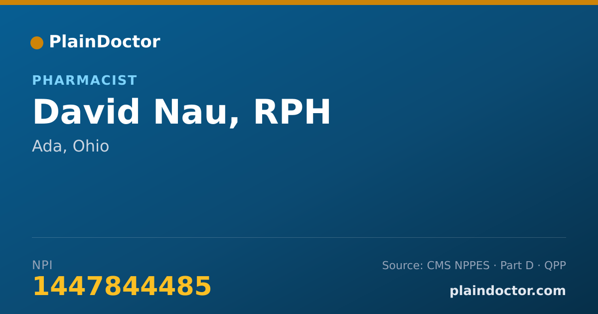 Shareable card for David Nau, RPH - Pharmacist, Ada, OH