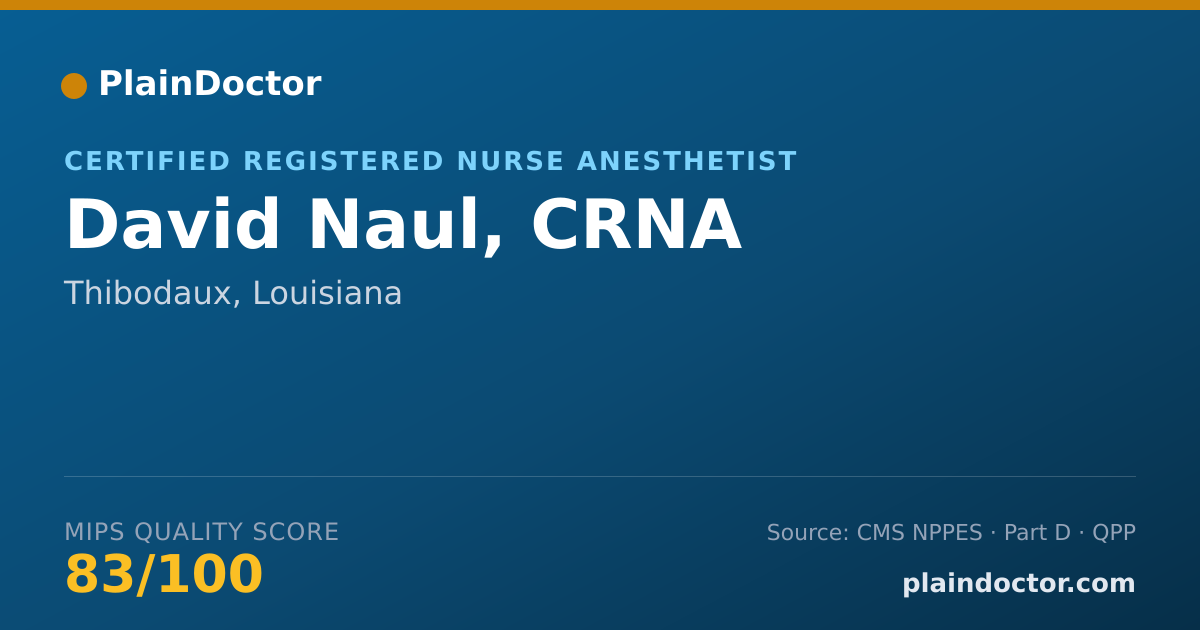 Shareable card for David Naul, CRNA - Certified Registered Nurse Anesthetist, Thibodaux, LA