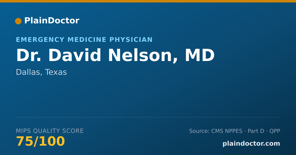Shareable card for David Nelson, MD - Emergency Medicine Physician, Dallas, TX