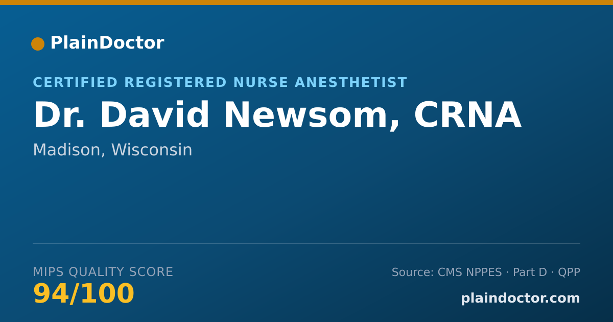 Shareable card for David Newsom, CRNA - Certified Registered Nurse Anesthetist, Madison, WI