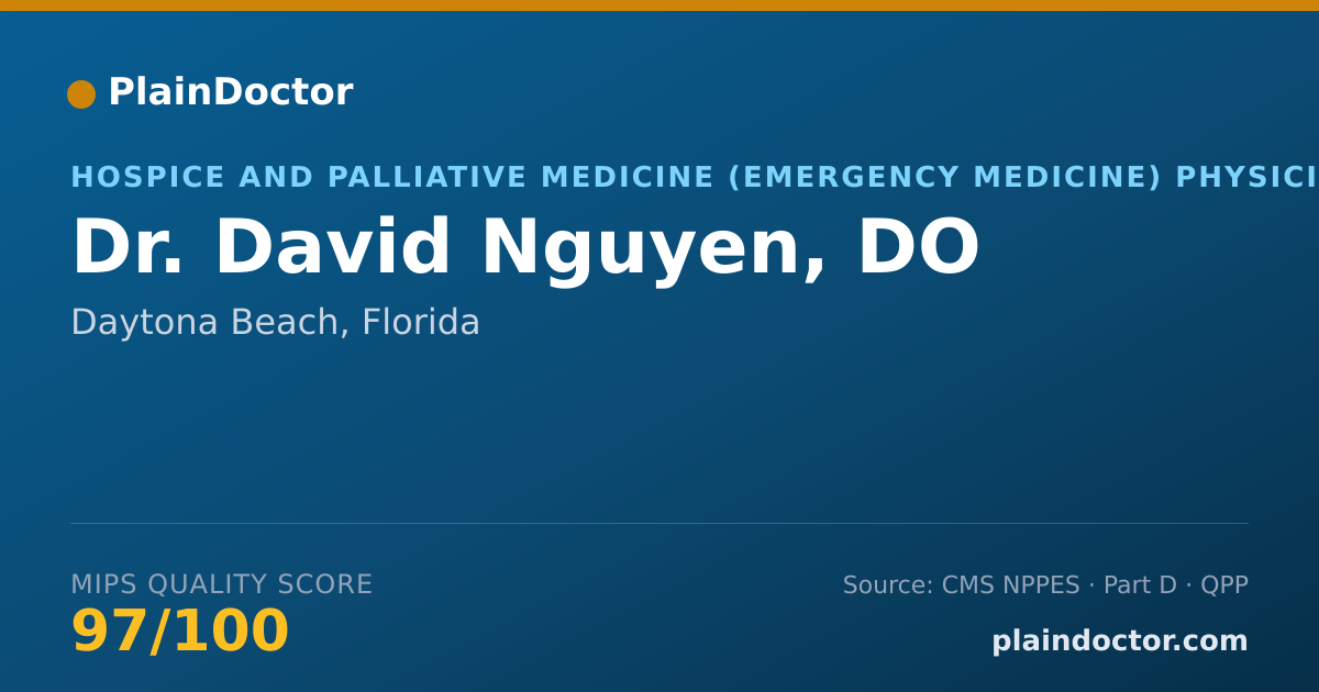Shareable card for David Nguyen, DO - Hospice and Palliative Medicine (Emergency Medicine) Physician, Daytona Beach, FL