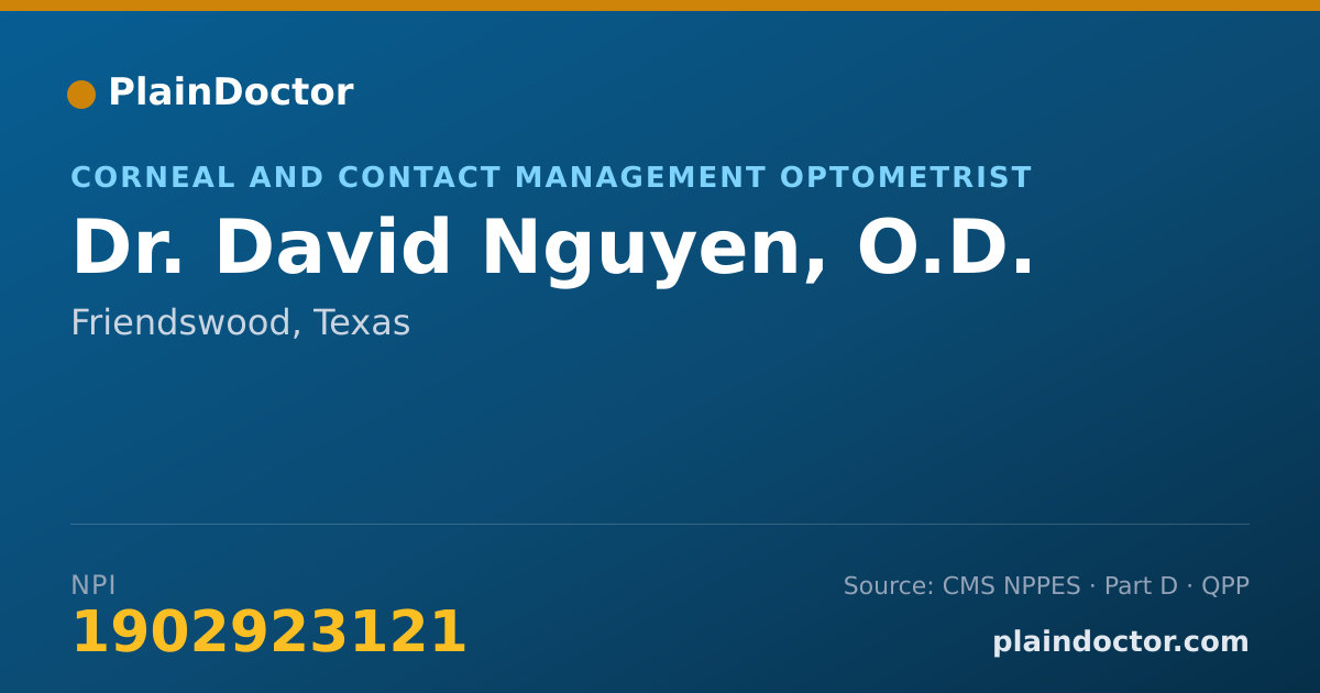 Shareable card for David Nguyen, O.D. - Corneal and Contact Management Optometrist, Friendswood, TX
