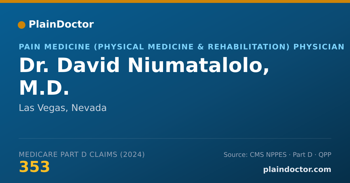 Shareable card for David Niumatalolo, M.D. - Pain Medicine (Physical Medicine & Rehabilitation) Physician, Las Vegas, NV