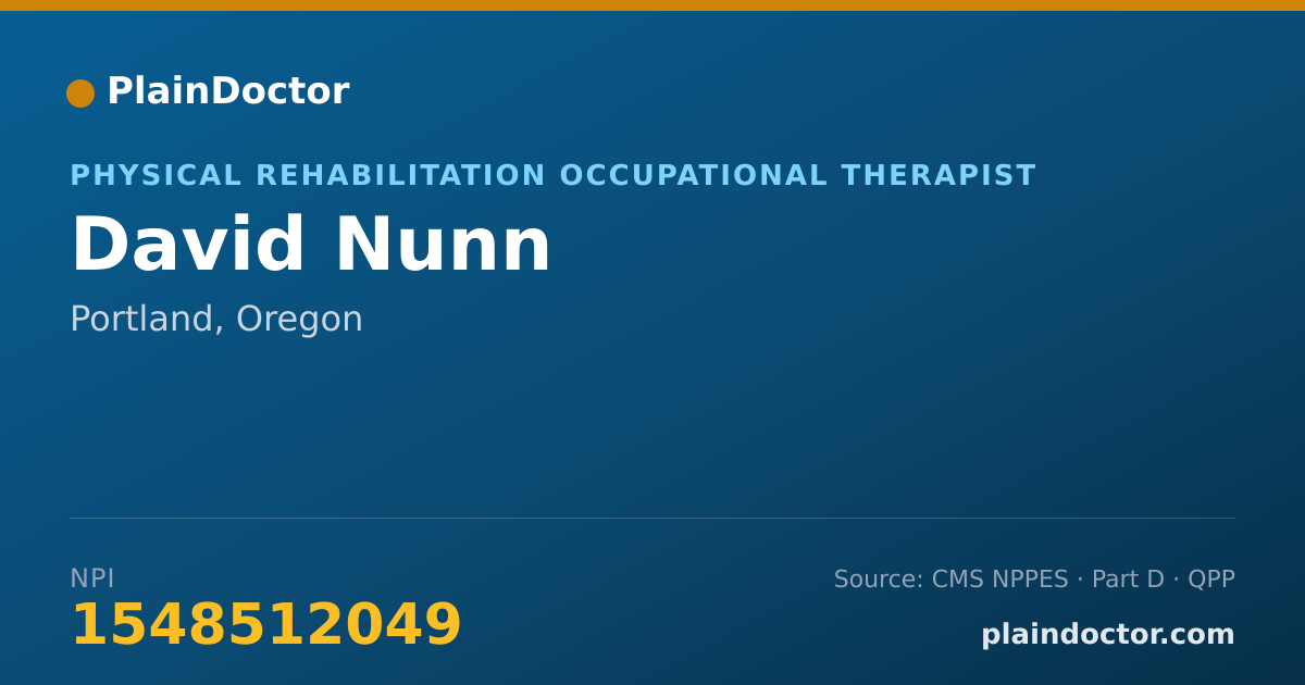 Shareable card for David Nunn - Physical Rehabilitation Occupational Therapist, Portland, OR