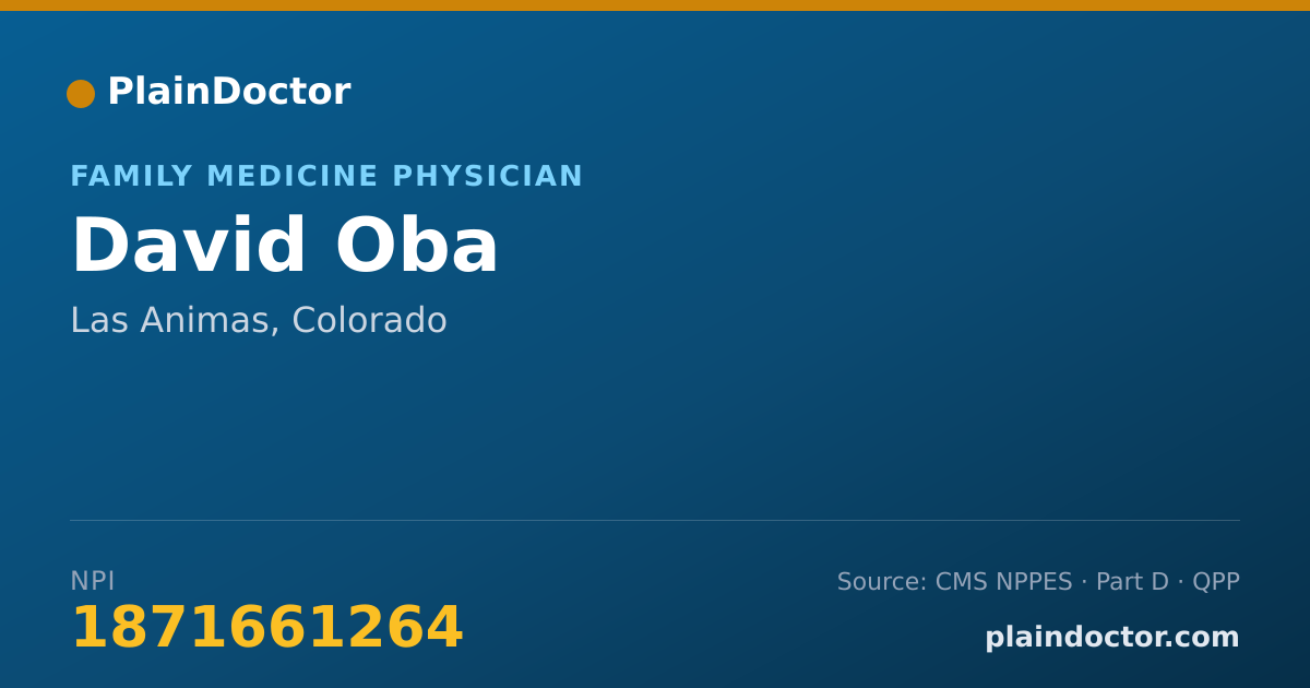 Shareable card for David Oba - Family Medicine Physician, Las Animas, CO