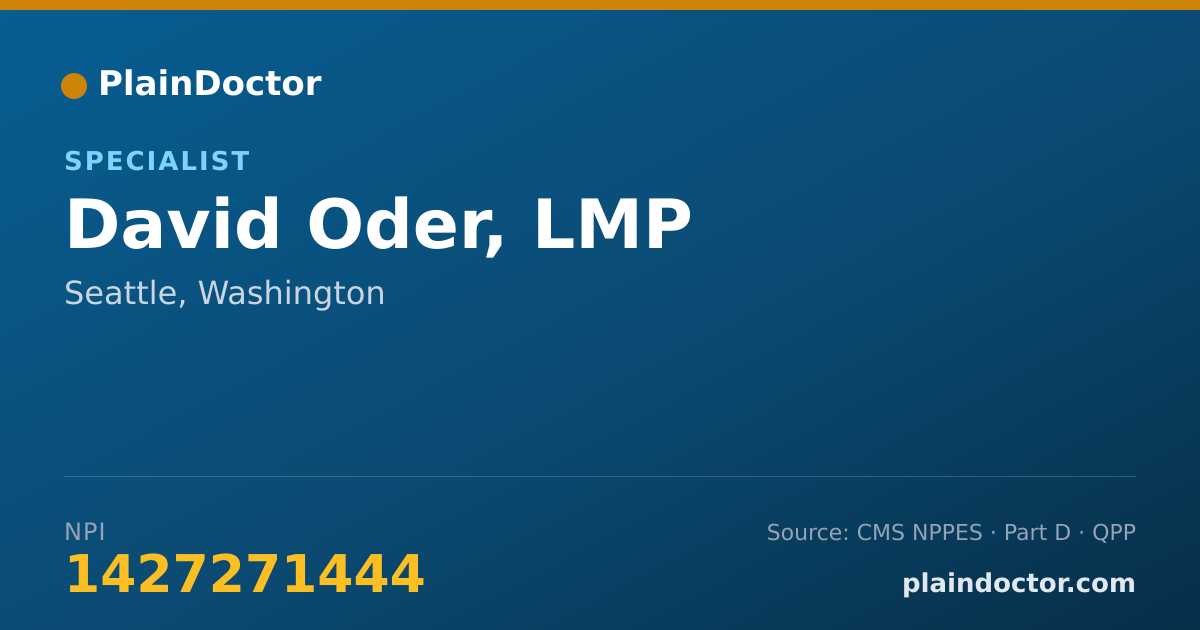 Shareable card for David Oder, LMP - Specialist, Seattle, WA