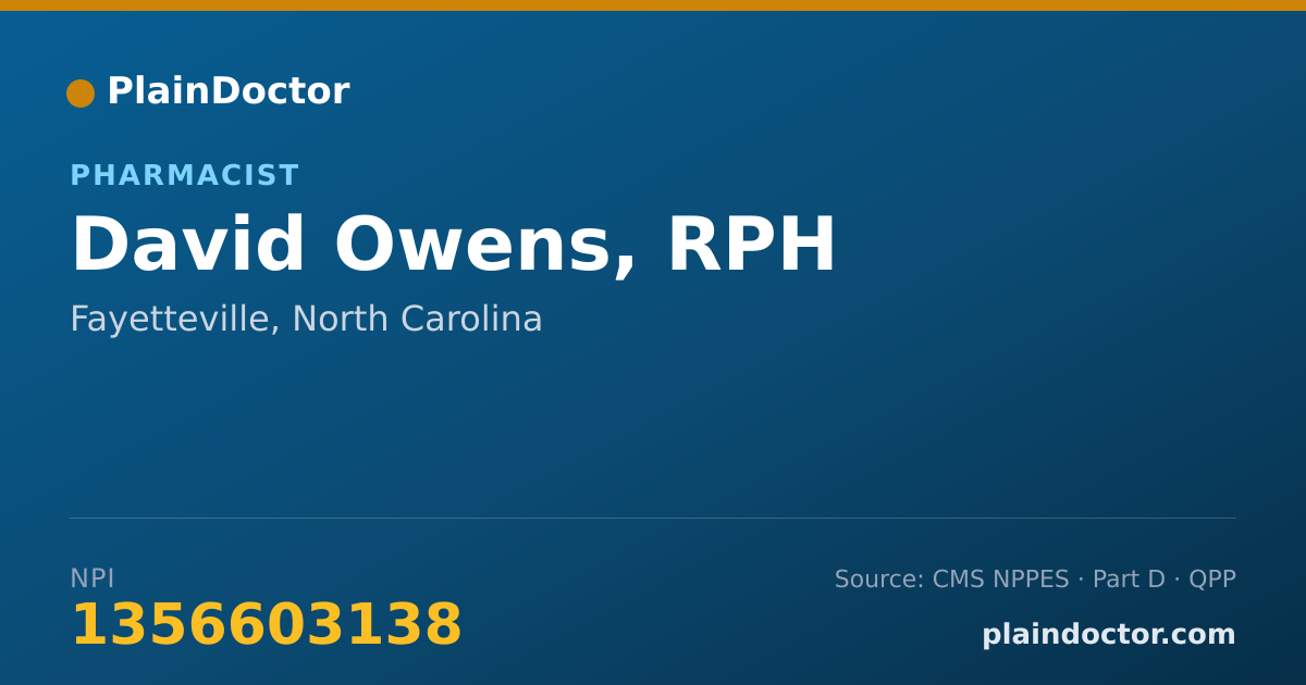 Shareable card for David Owens, RPH - Pharmacist, Fayetteville, NC