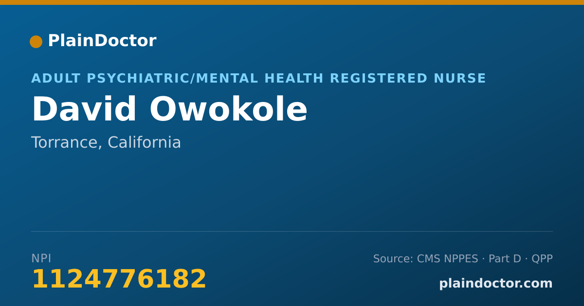 Shareable card for David Owokole - Adult Psychiatric/Mental Health Registered Nurse, Torrance, CA