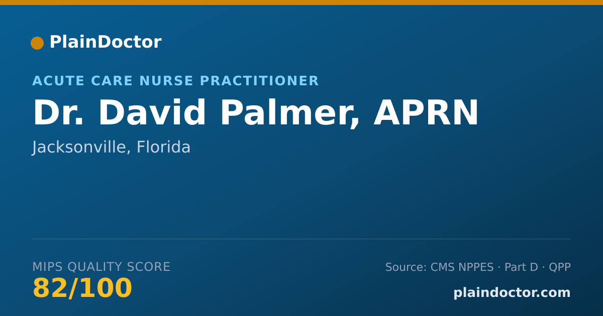 Shareable card for David Palmer, APRN - Acute Care Nurse Practitioner, Jacksonville, FL