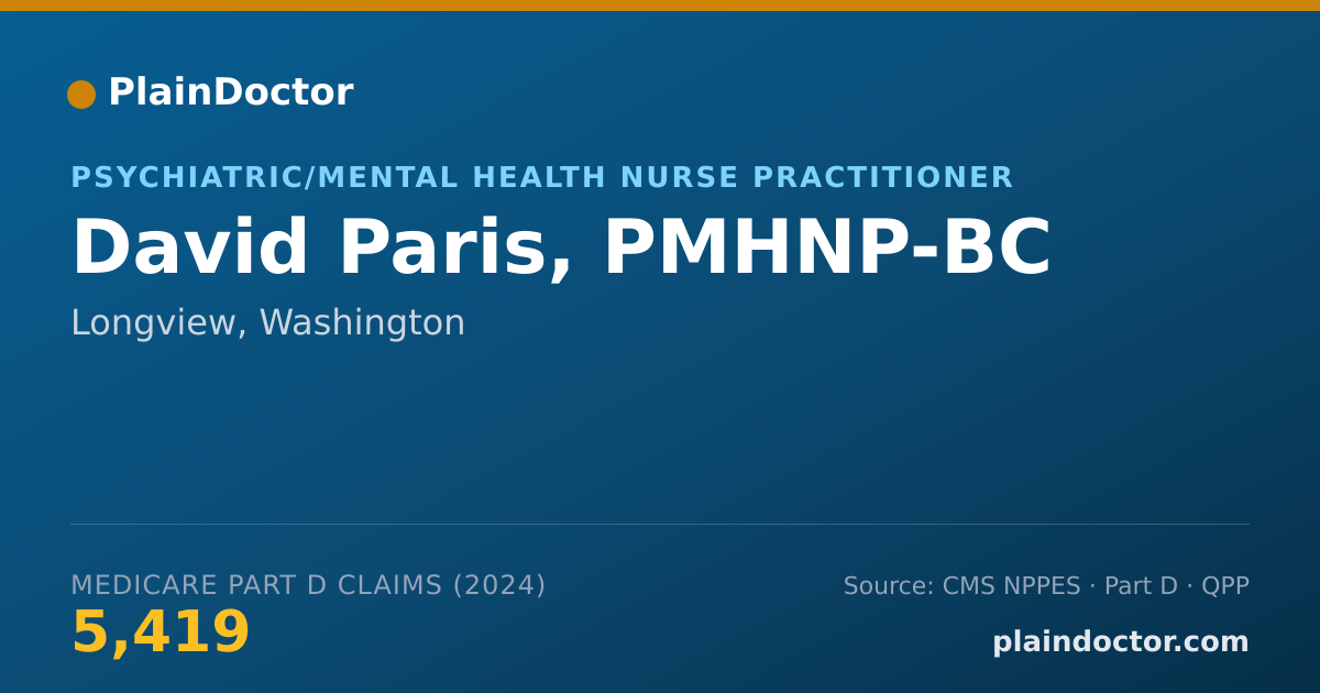 Shareable card for David Paris, PMHNP-BC - Psychiatric/Mental Health Nurse Practitioner, Longview, WA