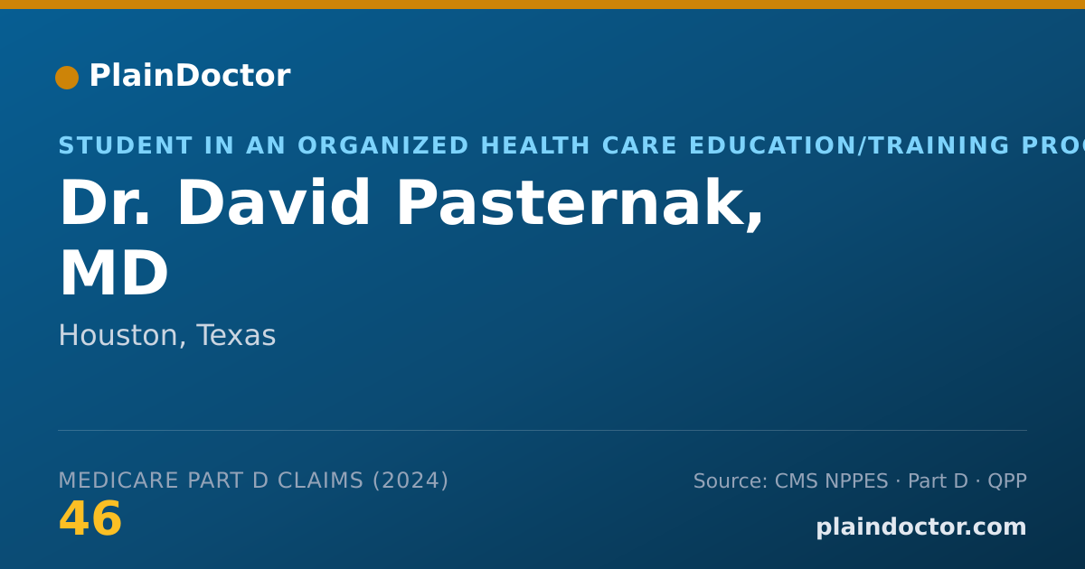 Shareable card for David Pasternak, MD - Student in an Organized Health Care Education/Training Program, Houston, TX
