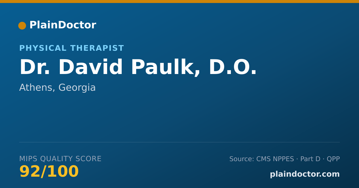 Shareable card for David Paulk, D.O. - Physical Therapist, Athens, GA