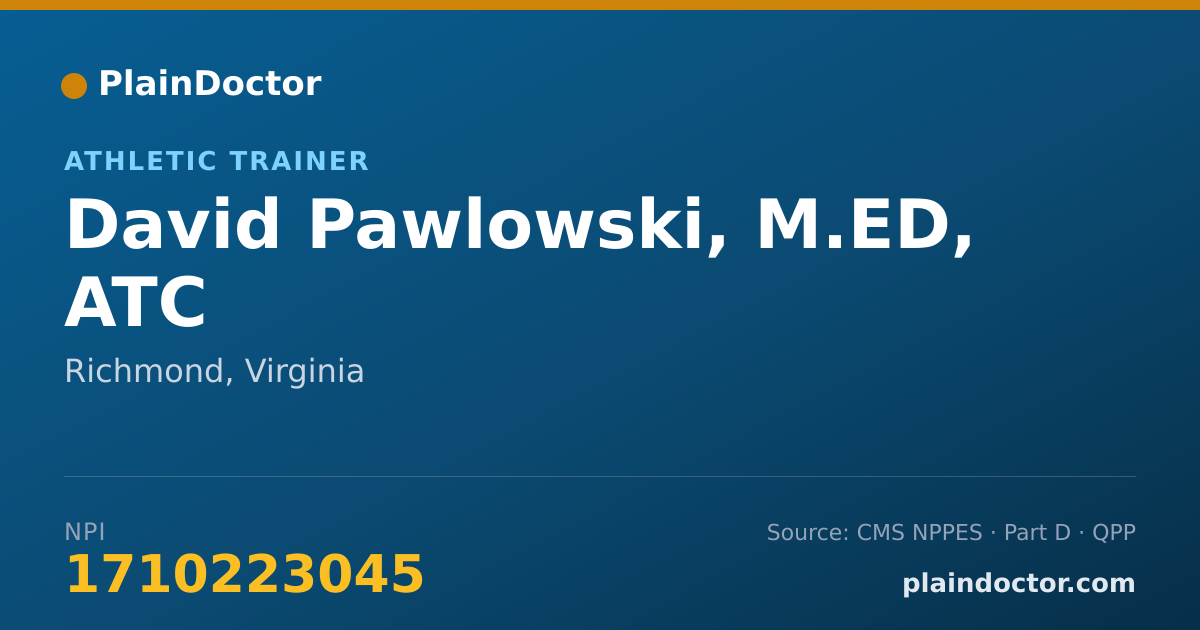 Shareable card for David Pawlowski, M.ED, ATC - Athletic Trainer, Richmond, VA