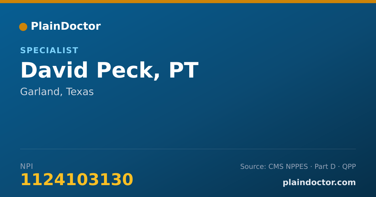 Shareable card for David Peck, PT - Specialist, Garland, TX
