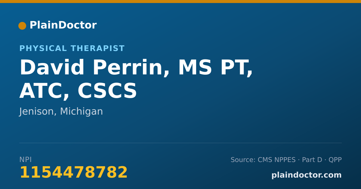 Shareable card for David Perrin, MS PT, ATC, CSCS - Physical Therapist, Jenison, MI