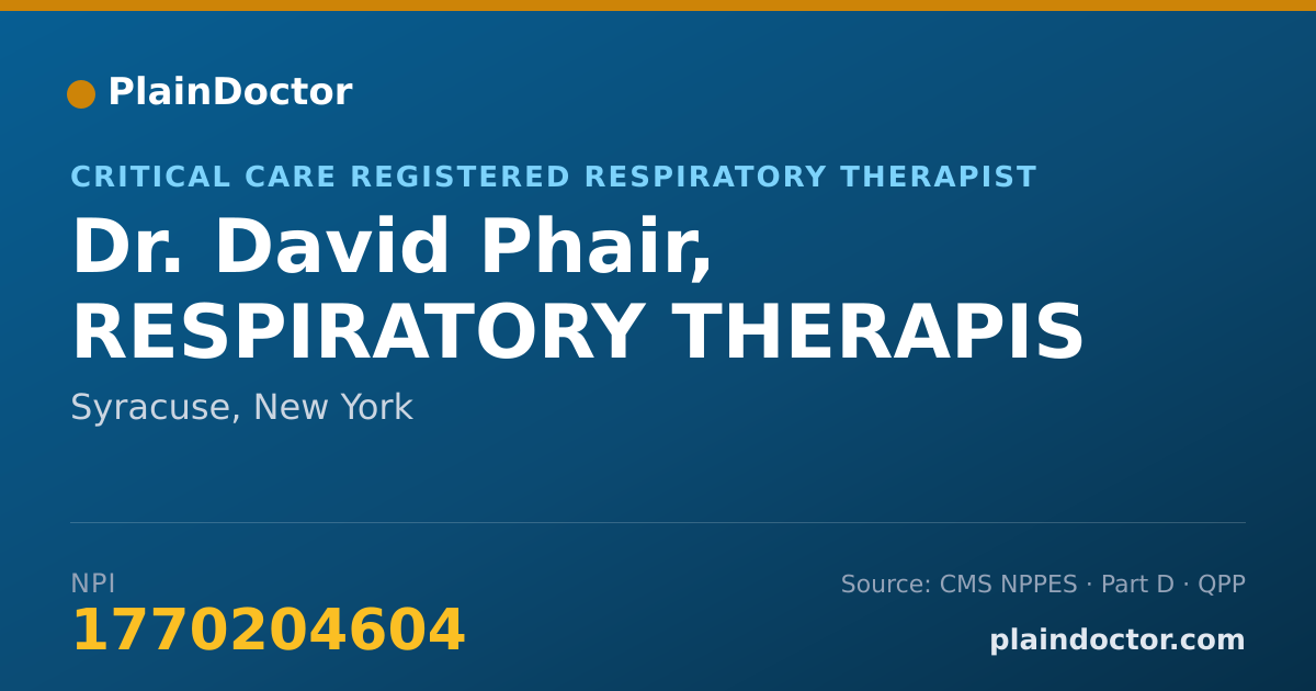 Shareable card for David Phair, RESPIRATORY THERAPIS - Critical Care Registered Respiratory Therapist, Syracuse, NY