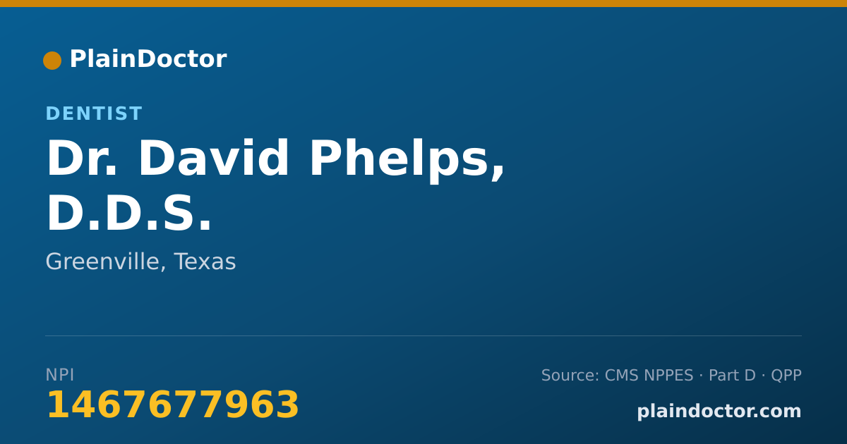 Shareable card for David Phelps, D.D.S. - Dentist, Greenville, TX