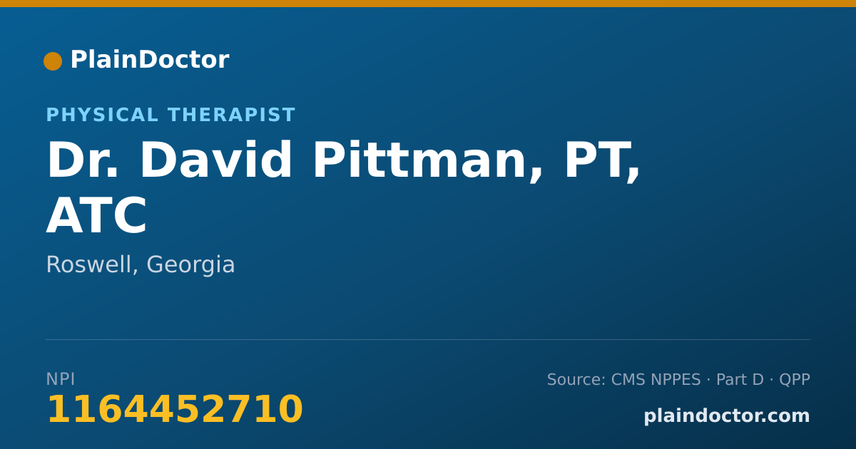Shareable card for David Pittman, PT, ATC - Physical Therapist, Roswell, GA