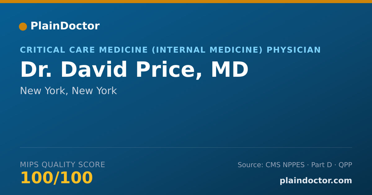 Shareable card for David Price, MD - Critical Care Medicine (Internal Medicine) Physician, New York, NY
