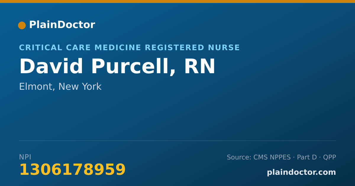 Shareable card for David Purcell, RN - Critical Care Medicine Registered Nurse, Elmont, NY