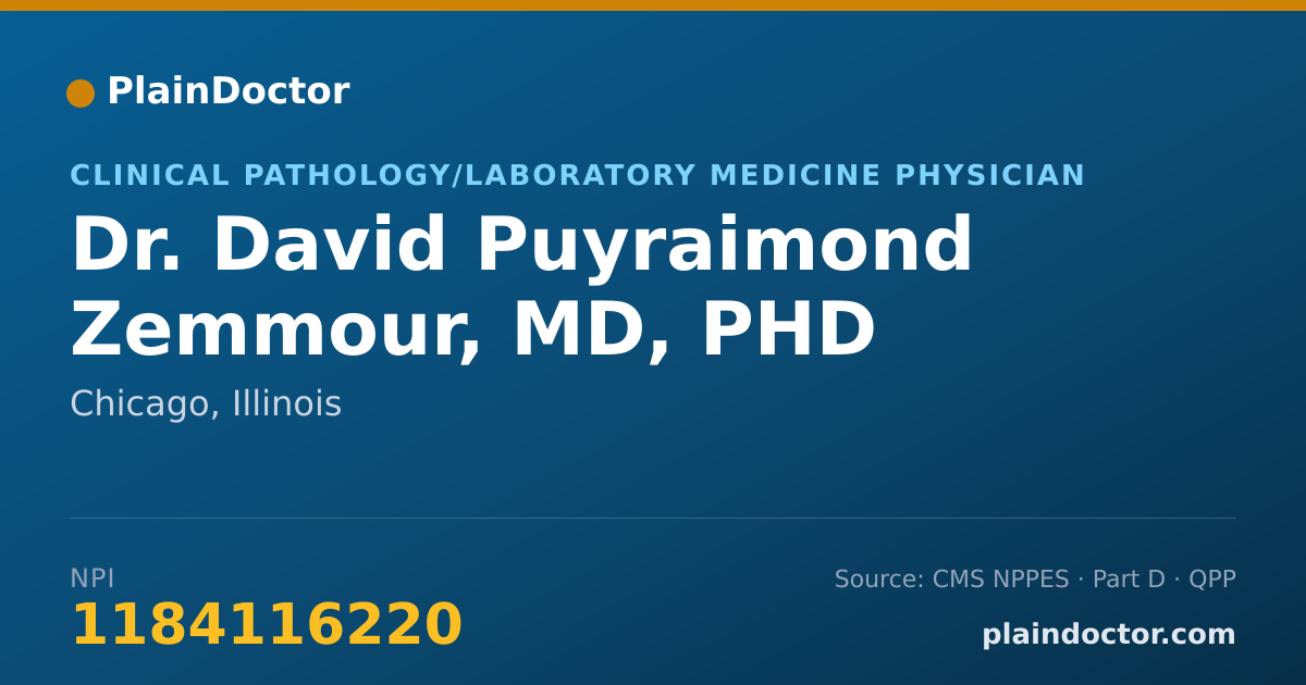 Shareable card for David Puyraimond Zemmour, MD, PHD - Clinical Pathology/Laboratory Medicine Physician, Chicago, IL