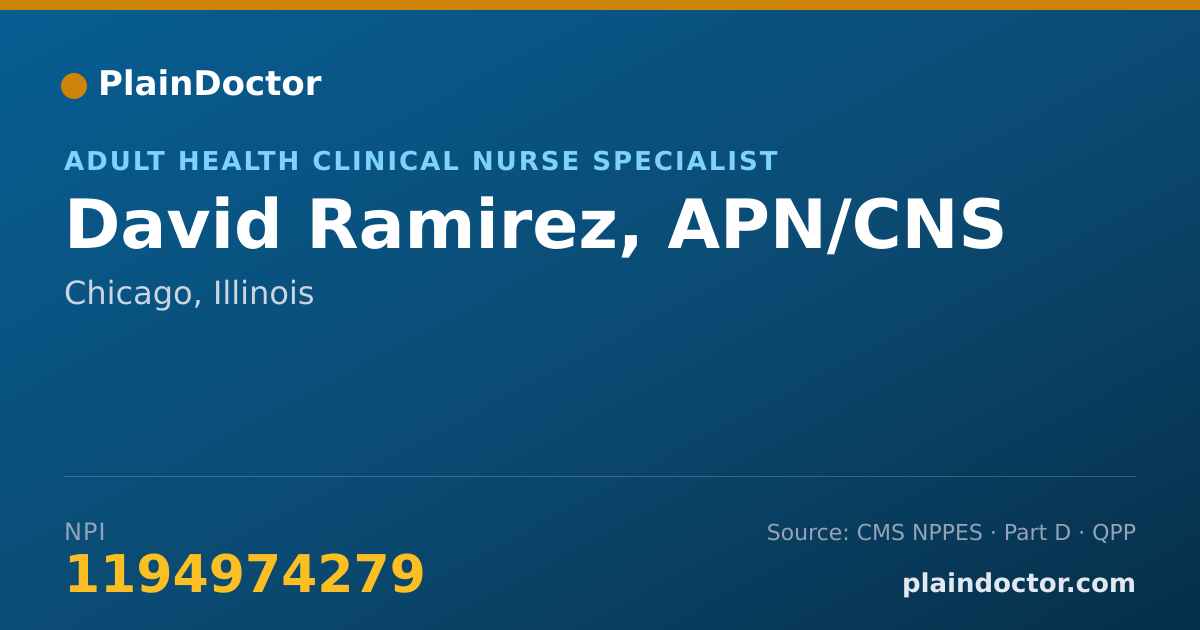 Shareable card for David Ramirez, APN/CNS - Registered Nurse, Chicago, IL