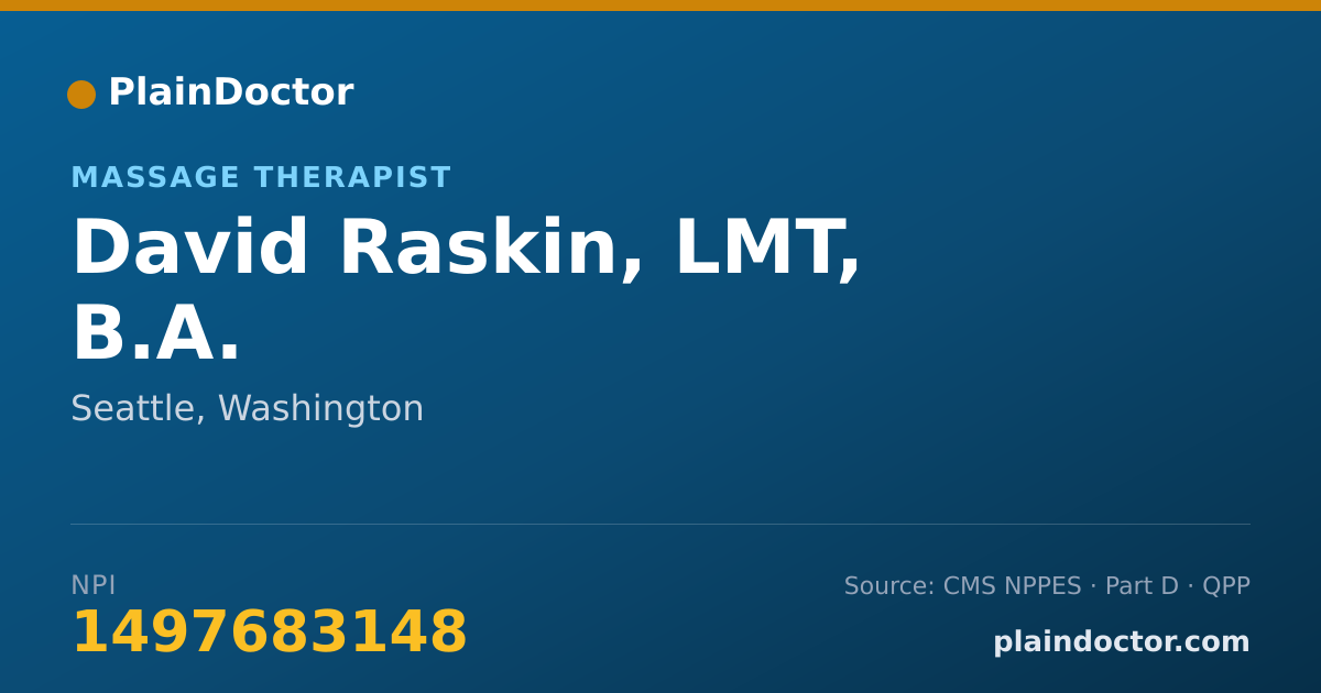 Shareable card for David Raskin, LMT, B.A. - Massage Therapist, Seattle, WA