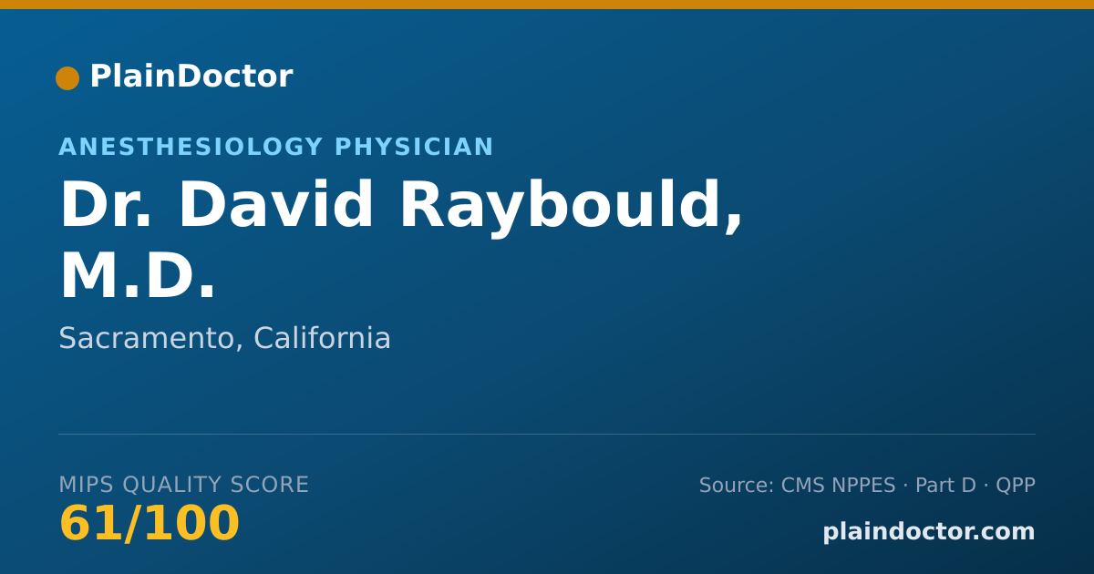 Shareable card for David Raybould, M.D. - Anesthesiology Physician, Sacramento, CA