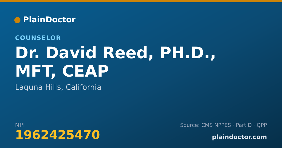 Shareable card for David Reed, PH.D., MFT, CEAP - Counselor, Laguna Hills, CA