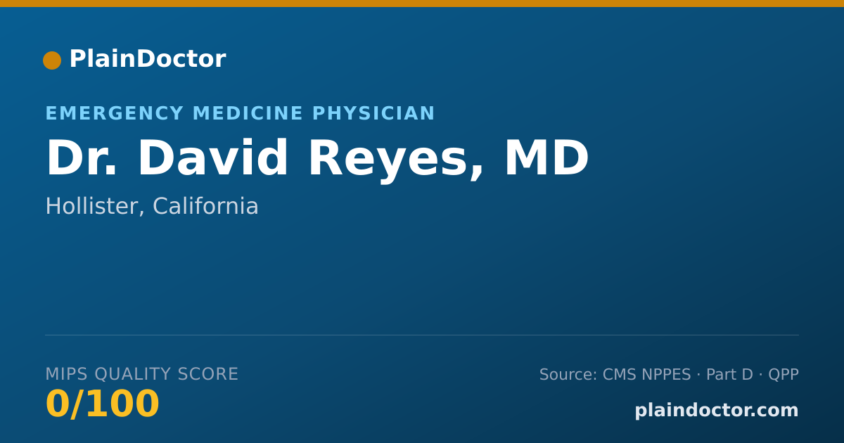 Shareable card for David Reyes, MD - Emergency Medicine Physician, Hollister, CA