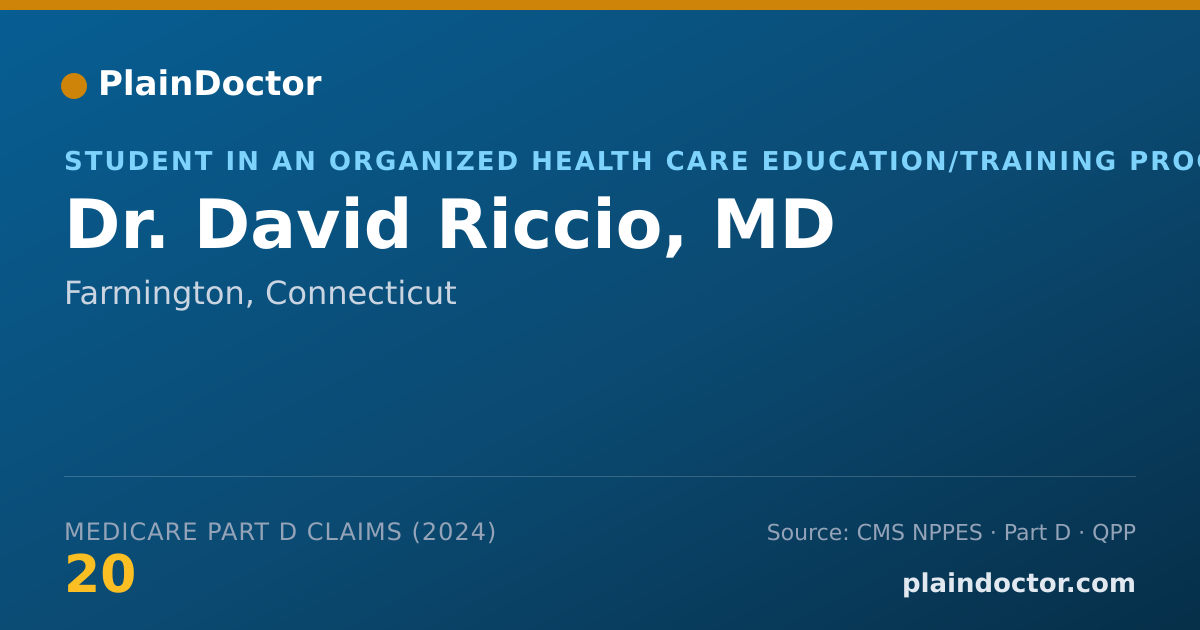 Shareable card for David Riccio, MD - Student in an Organized Health Care Education/Training Program, Farmington, CT