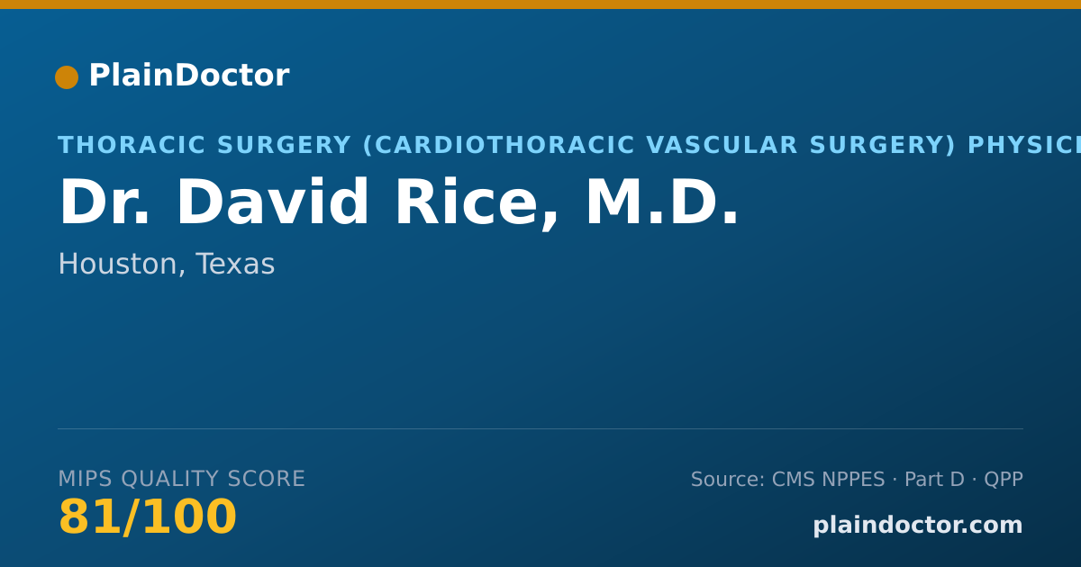 Shareable card for David Rice, M.D. - Thoracic Surgery (Cardiothoracic Vascular Surgery) Physician, Houston, TX