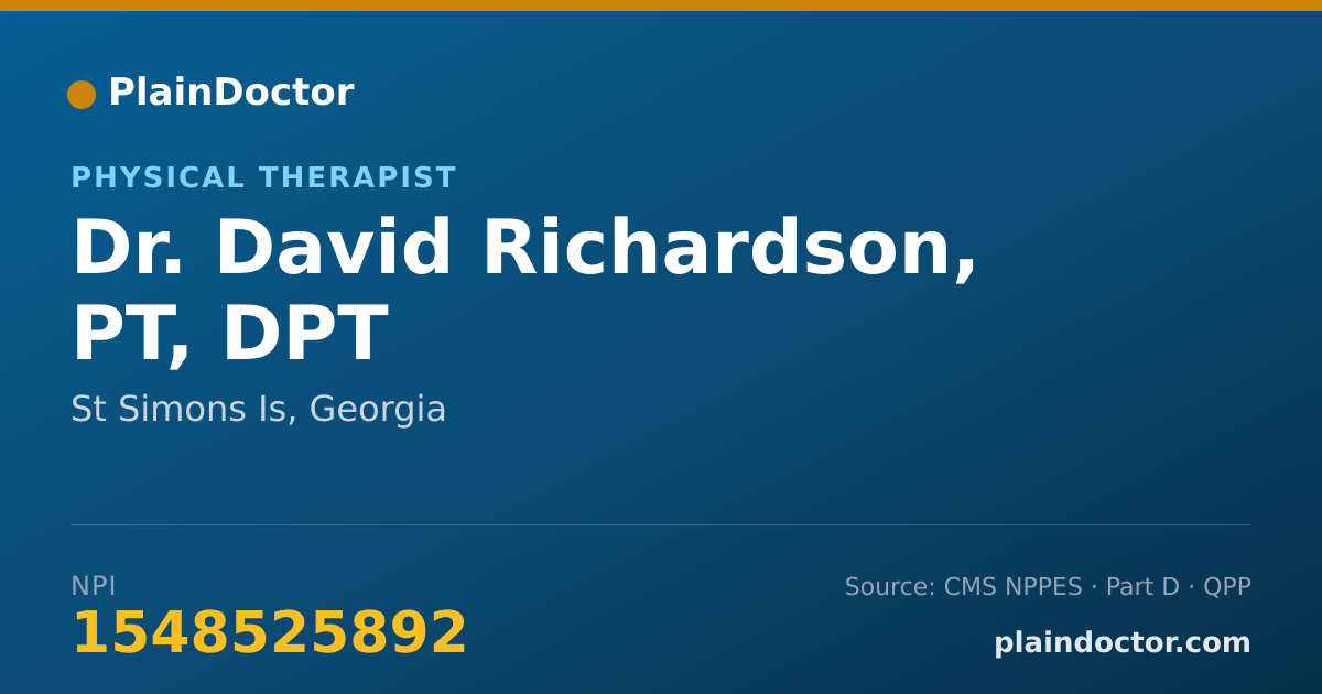 Shareable card for David Richardson, PT, DPT - Physical Therapist, St Simons Is, GA