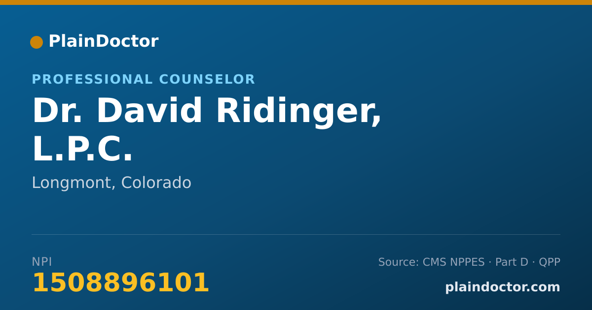 Shareable card for David Ridinger, L.P.C. - Professional Counselor, Longmont, CO