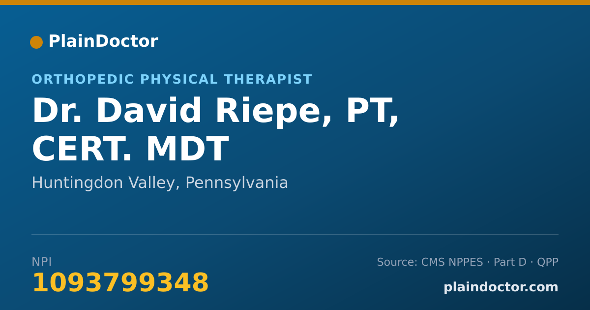 Shareable card for David Riepe, PT, CERT. MDT - Orthopedic Physical Therapist, Huntingdon Valley, PA
