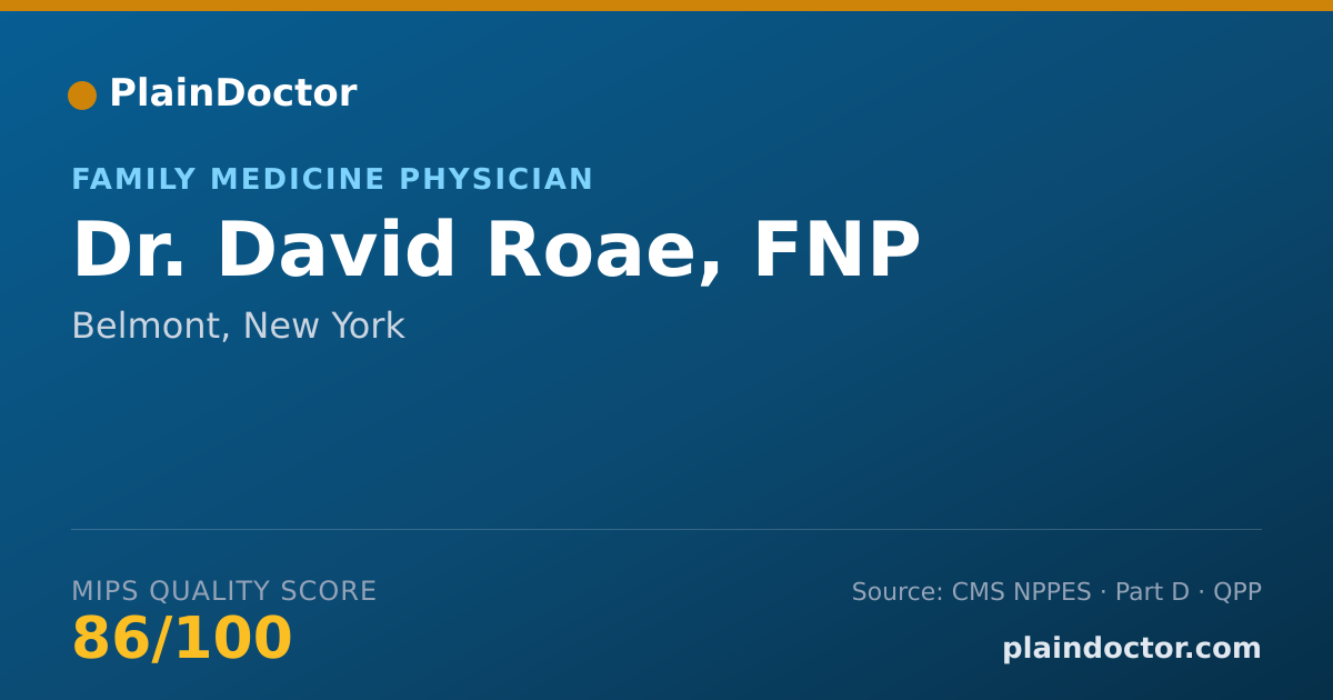 Shareable card for David Roae, FNP - Family Medicine Physician, Belmont, NY