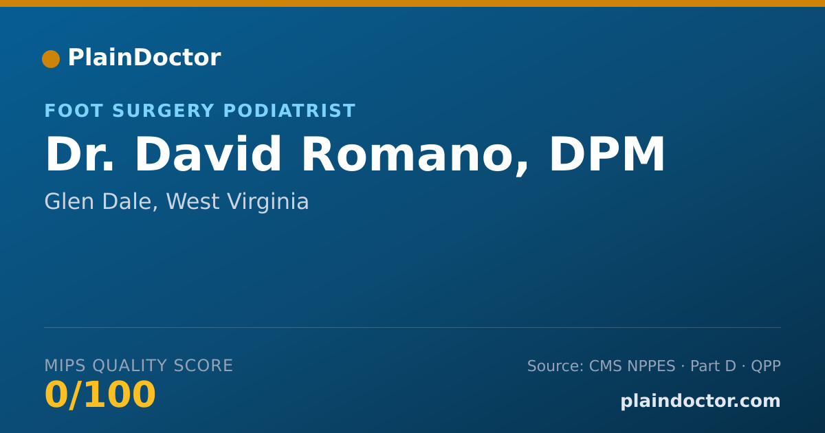 Shareable card for David Romano, DPM - Foot Surgery Podiatrist, Glen Dale, WV