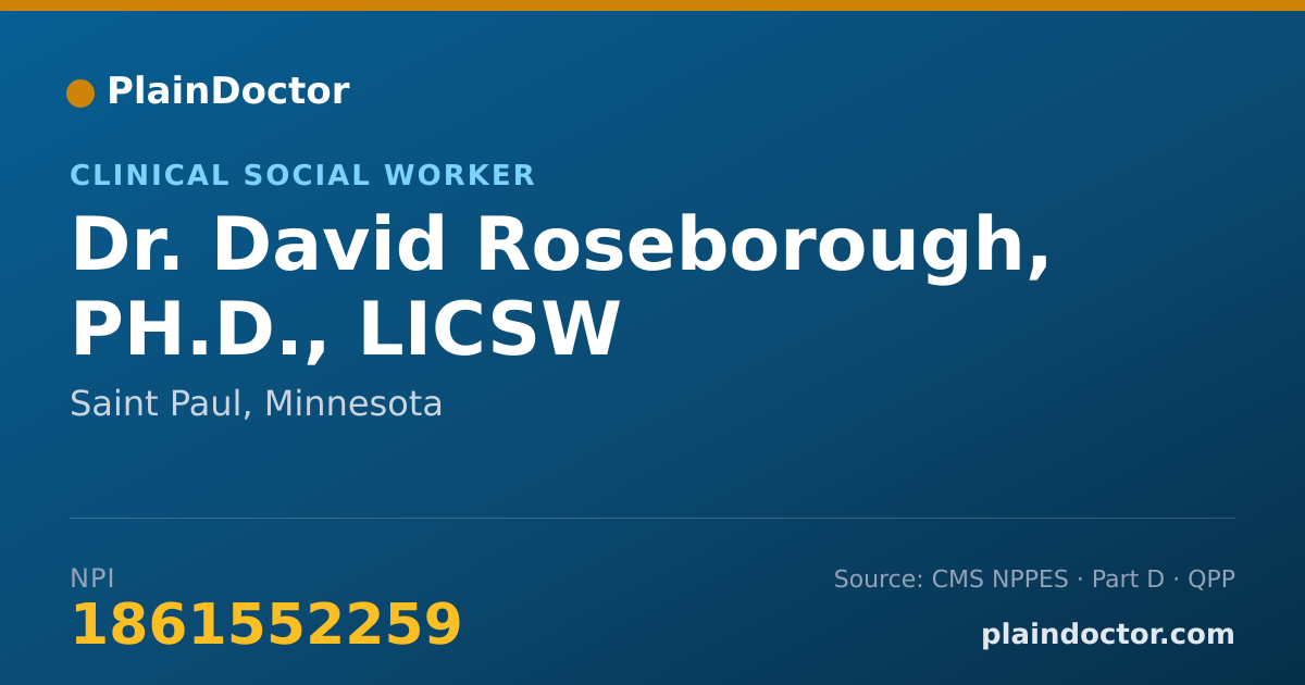 Shareable card for David Roseborough, PH.D., LICSW - Clinical Social Worker, Saint Paul, MN