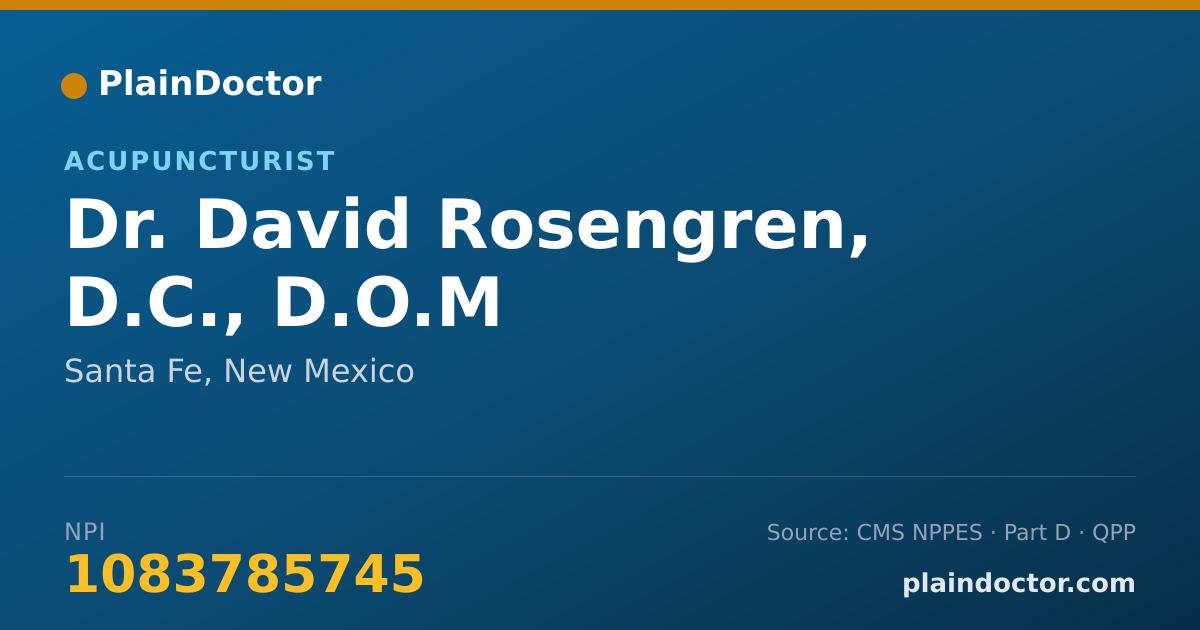 Shareable card for David Rosengren, D.C.,  D.O.M - Chiropractor, Santa Fe, NM