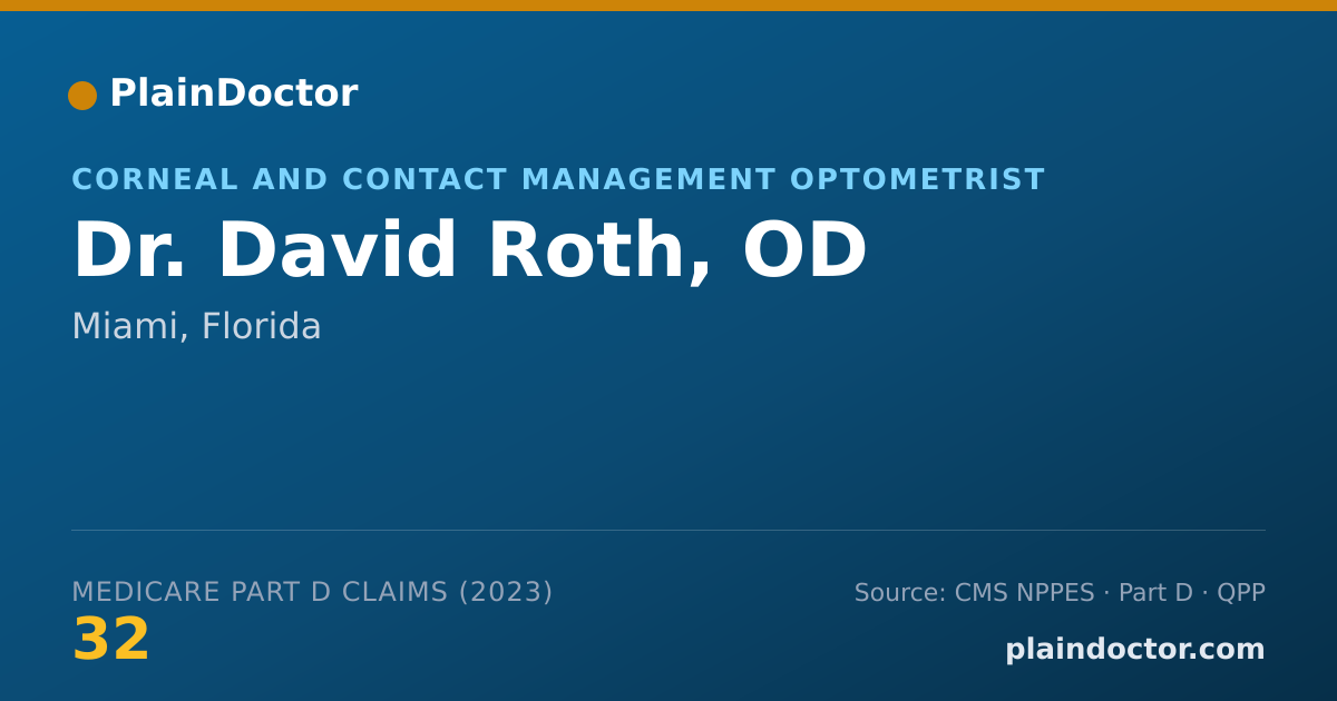Shareable card for David Roth, OD - Corneal and Contact Management Optometrist, Miami, FL