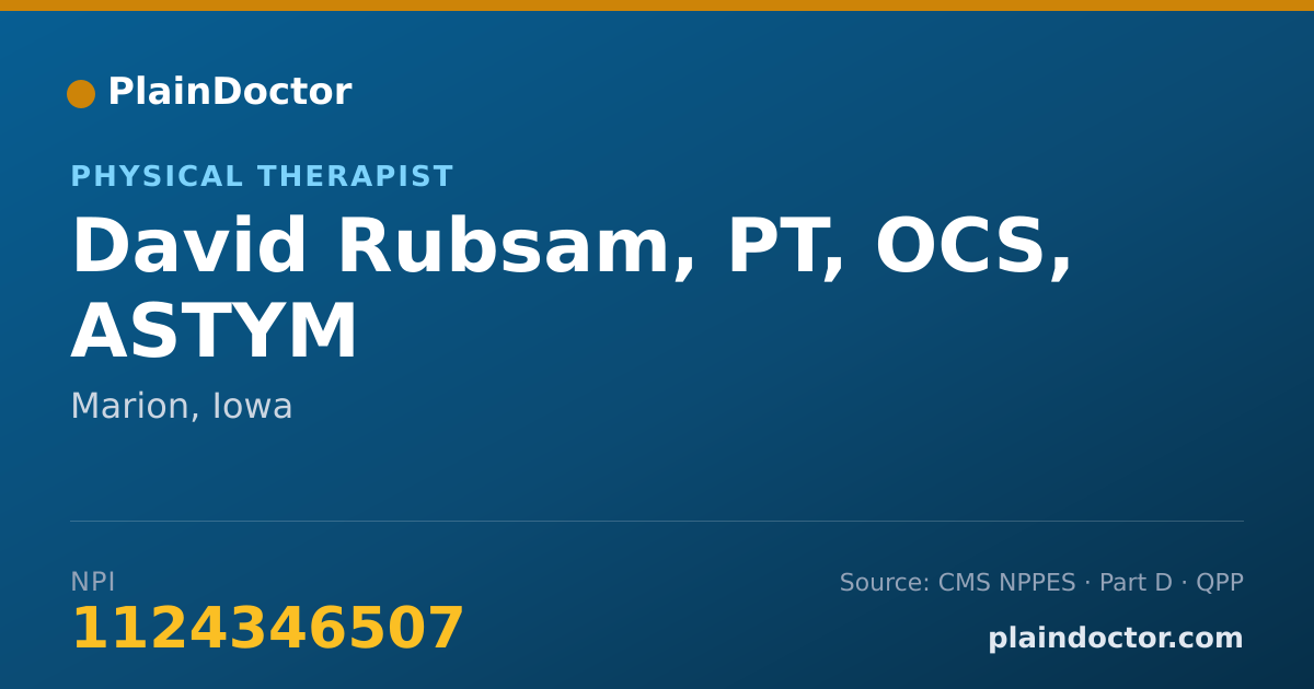 Shareable card for David Rubsam, PT, OCS, ASTYM - Physical Rehabilitation Occupational Therapist, Marion, IA