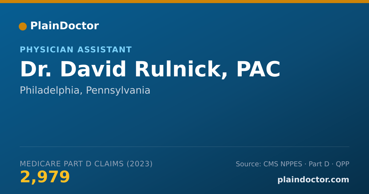 Shareable card for David Rulnick, PAC - Physician Assistant, Philadelphia, PA