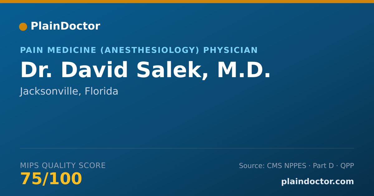 Shareable card for David Salek, M.D. - Pain Medicine (Anesthesiology) Physician, Jacksonville, FL