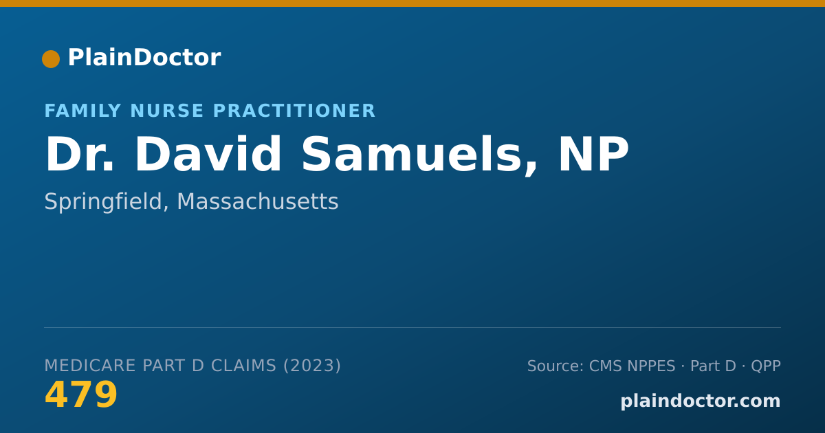 Shareable card for David Samuels, NP - Family Nurse Practitioner, Springfield, MA