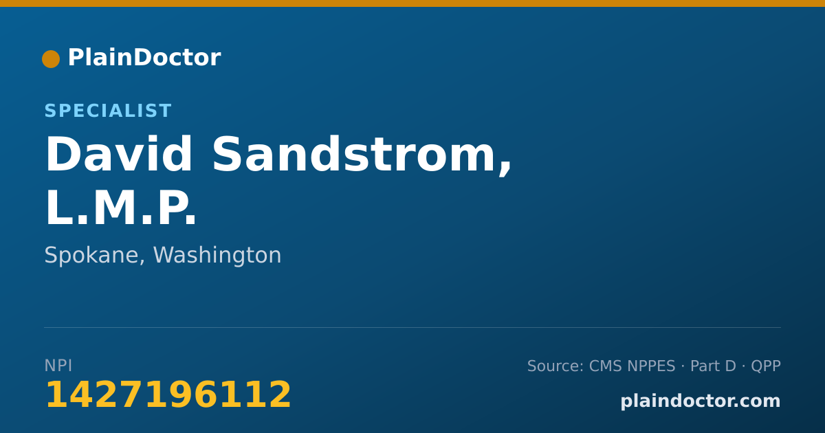 Shareable card for David Sandstrom, L.M.P. - Specialist, Spokane, WA