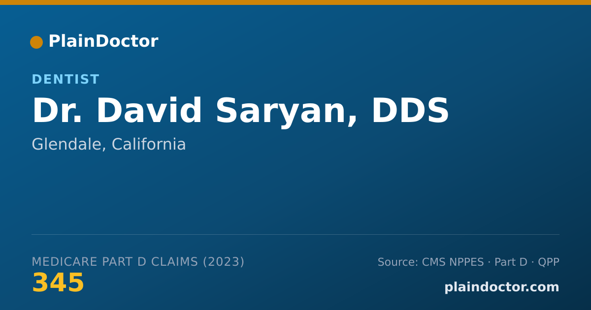 Shareable card for David Saryan, DDS - Dentist, Glendale, CA