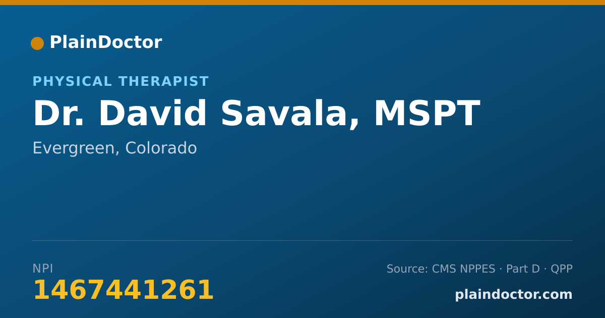 Shareable card for David Savala, MSPT - Physical Therapist, Evergreen, CO