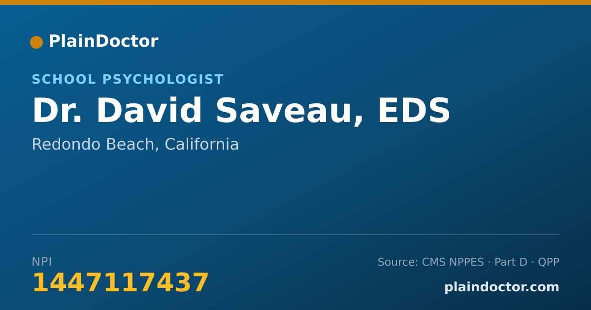 Shareable card for David Saveau, EDS - School Psychologist, Redondo Beach, CA