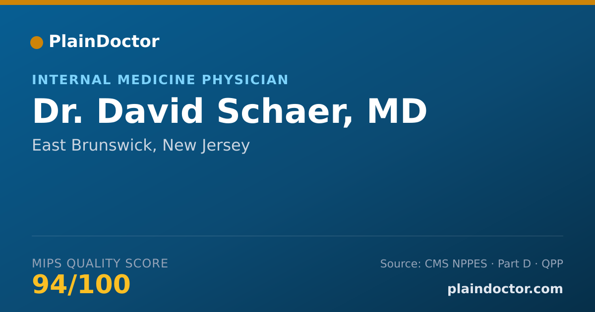 Shareable card for David Schaer, MD - Internal Medicine Physician, East Brunswick, NJ