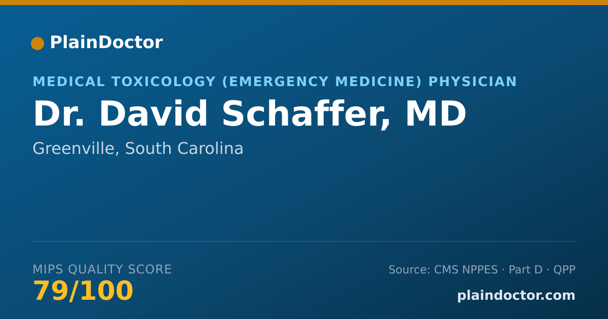 Shareable card for David Schaffer, MD - Medical Toxicology (Emergency Medicine) Physician, Greenville, SC